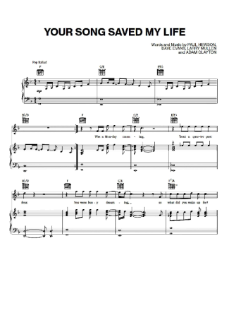 U2  score for Piano