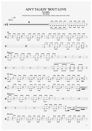 Van Halen Ain´t Talkin´ ´Bout Love score for Drums