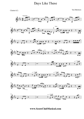 Van Morrison  score for Clarinet (C)