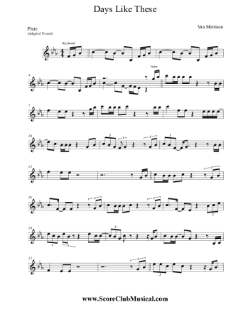 Van Morrison Days Like These score for Flute