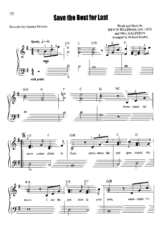 Vanessa Williams - Save The Best For Last - Sheet Music For Piano