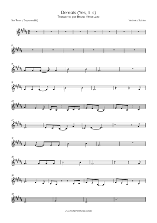 Verônica Sabino  score for Tenor Saxophone Soprano (Bb)