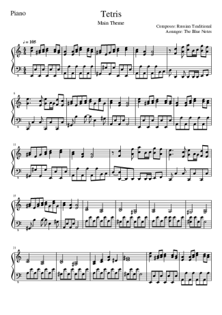 Video game soundtracks (Temas de Jogos) Tetris (Main Theme) score for Piano