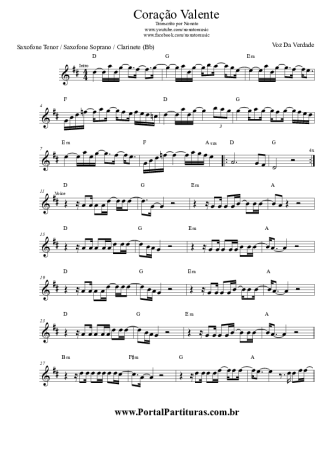 Voz Da Verdade Coração Valente score for Clarinet (Bb)