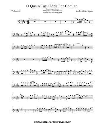 Voz De Muitas Águas O Que A Tua Glória Fez Comigo score for Cello