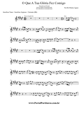 Voz De Muitas Águas O Que A Tua Glória Fez Comigo score for Tenor Saxophone Soprano (Bb)