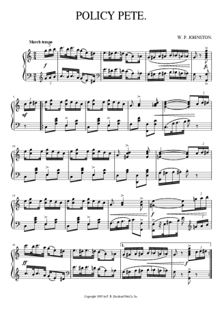 W P Johnston  score for Piano