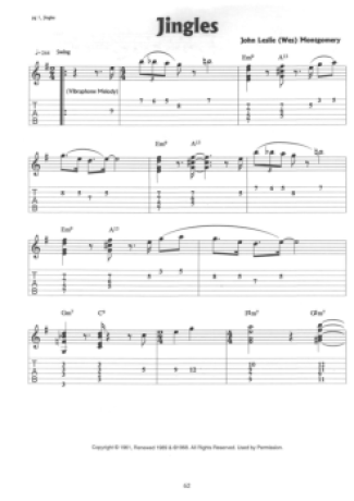 Wes Montgomery Jingles score for Guitar