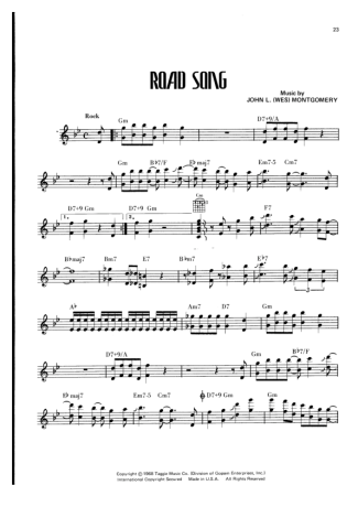 Wes Montgomery Road Song score for Guitar