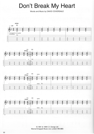 Whitesnake Dont Break My Heart Again score for Guitar