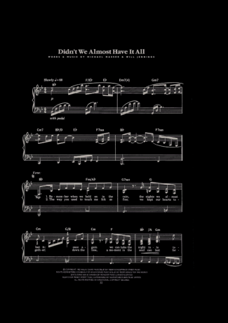 Whitney Houston Didn´t we Almost Have It All score for Piano