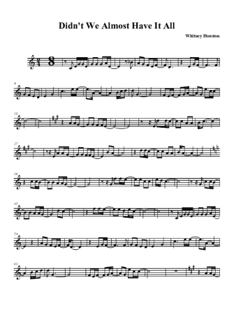 Whitney Houston Didn´t we Almost Have It All score for Tenor Saxophone Soprano (Bb)