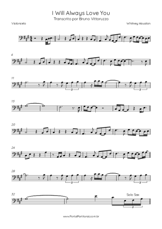 Whitney Houston  score for Cello