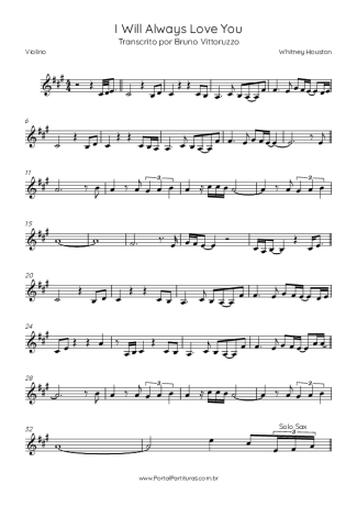 Whitney Houston  score for Violin