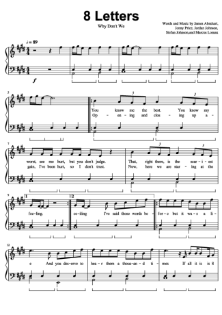 Why Don´t We 8 Letters score for Piano