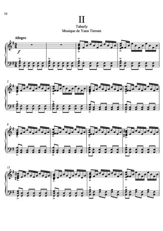 Yann Tiersen II score for Piano