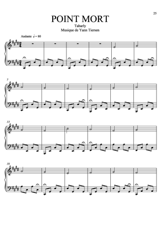 Yann Tiersen Point Mort score for Piano
