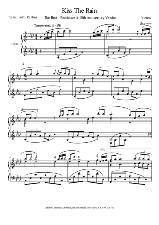 Yiruma Kiss The Rain score for Piano