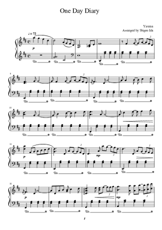 Yiruma One Day Diary score for Piano