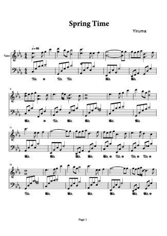 Yiruma Spring Time score for Piano